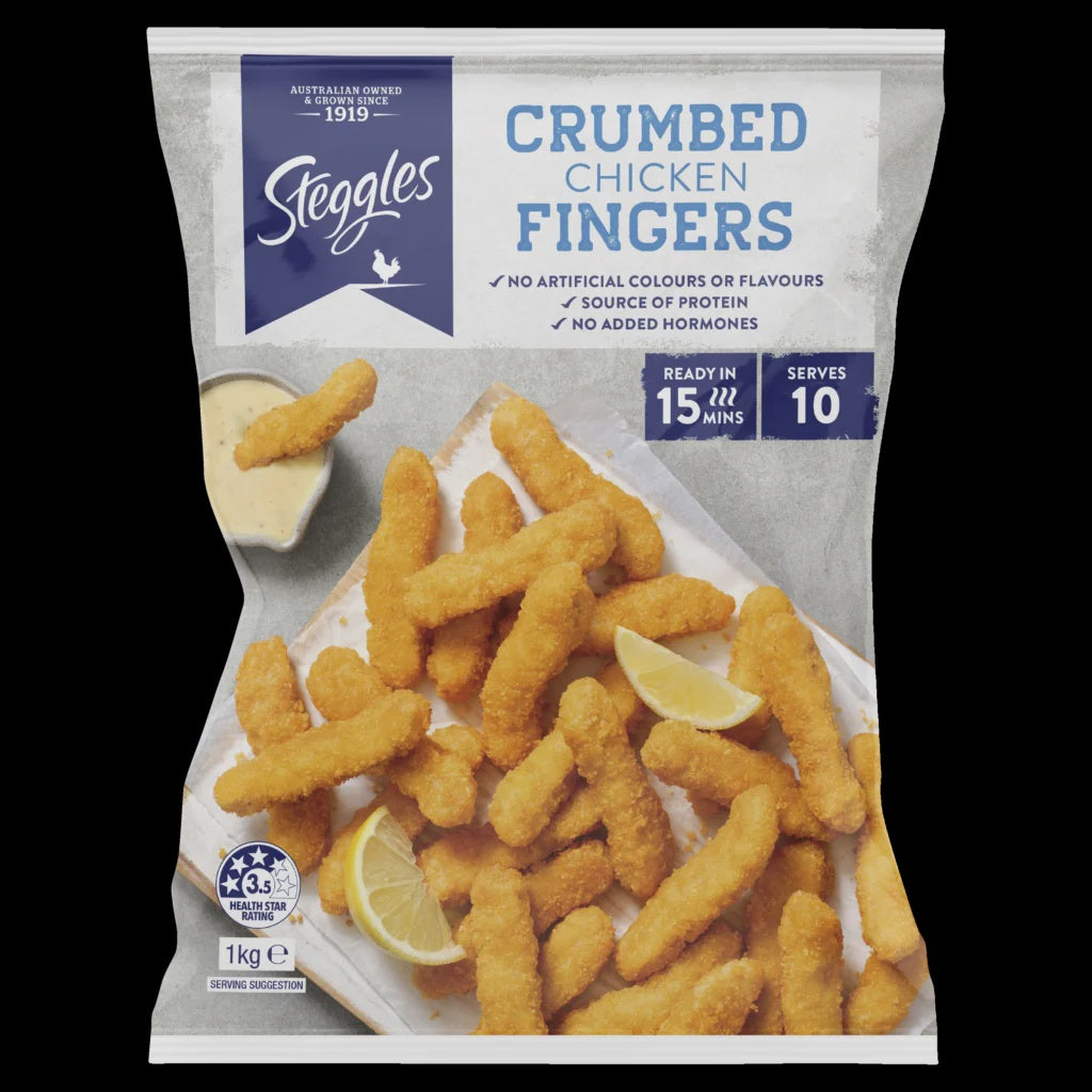 Steggles Chicken Fingers Crumbed 1kg