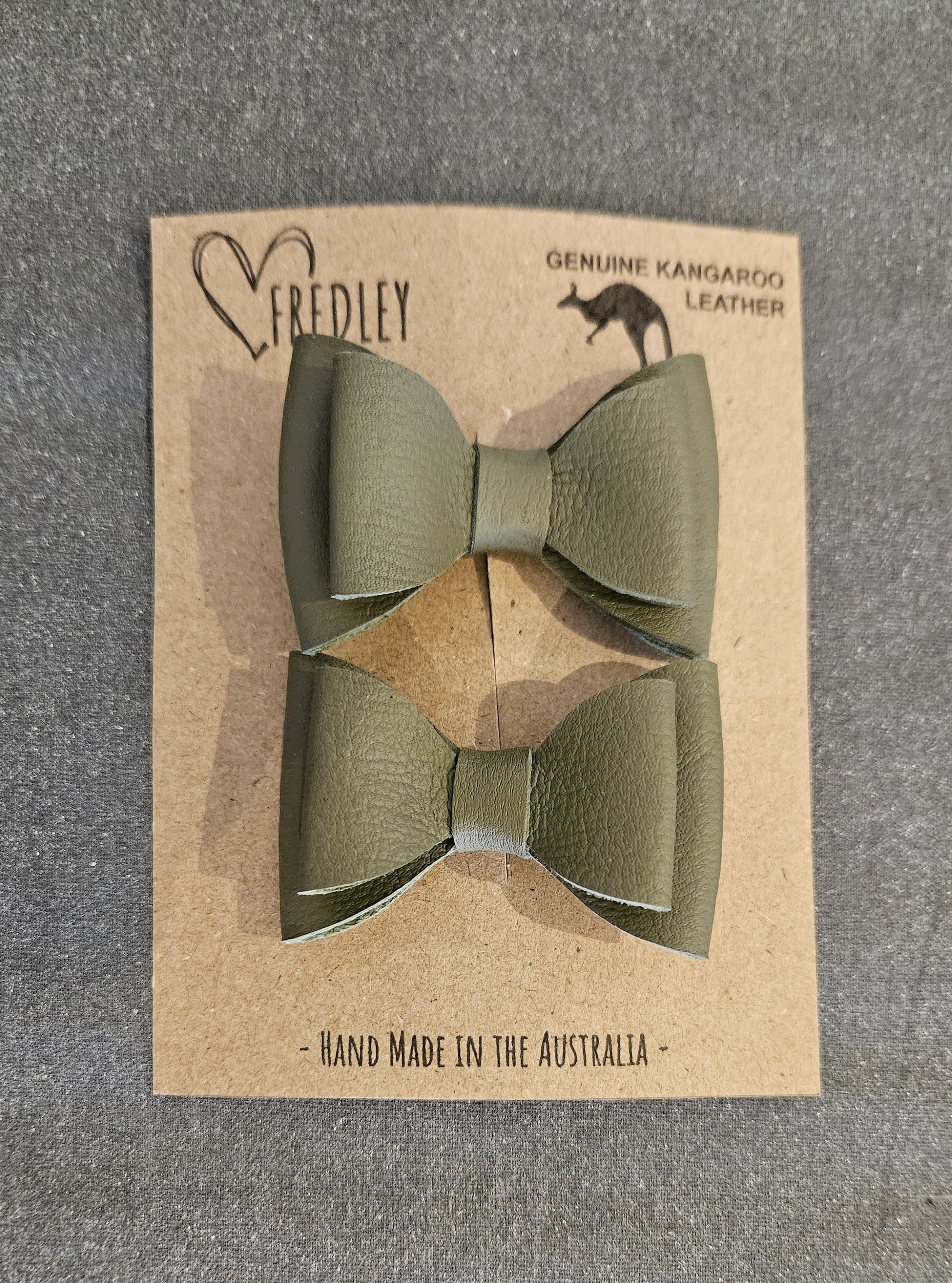 Fredley Leather Bow Clip Set Dark Olive