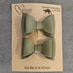 Fredley Leather Bow Clip Set Dark Olive (Nena Registry)