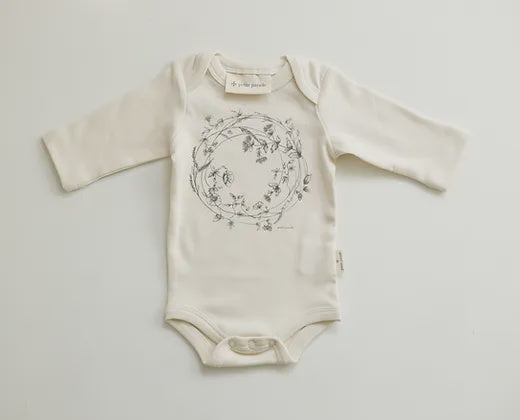 Organic Knit Botanical Wreath Bodysuit  - L/S