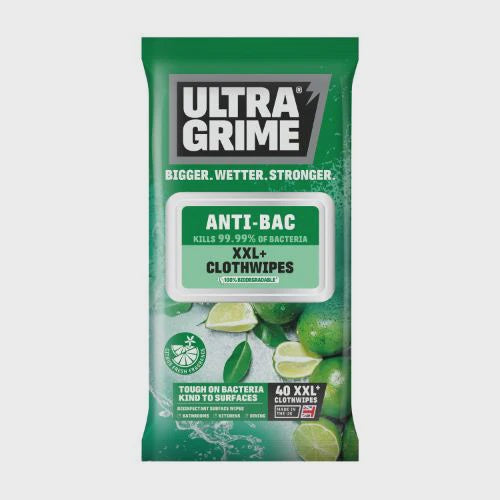 UltraGrime Anti-Bac XXL+ Clothwipes 40Pk