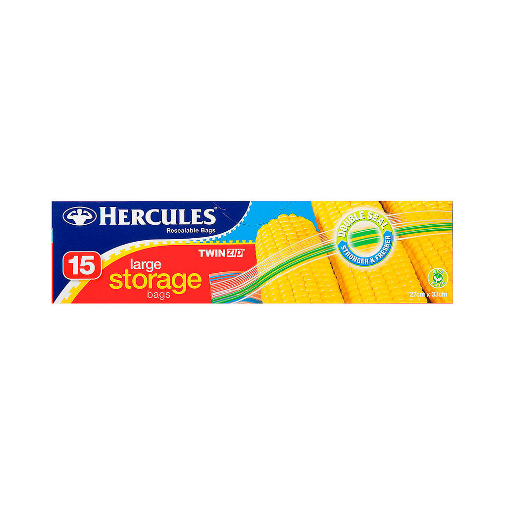 Hercules Resealable Bags Large 27cm x 33cm 15pk