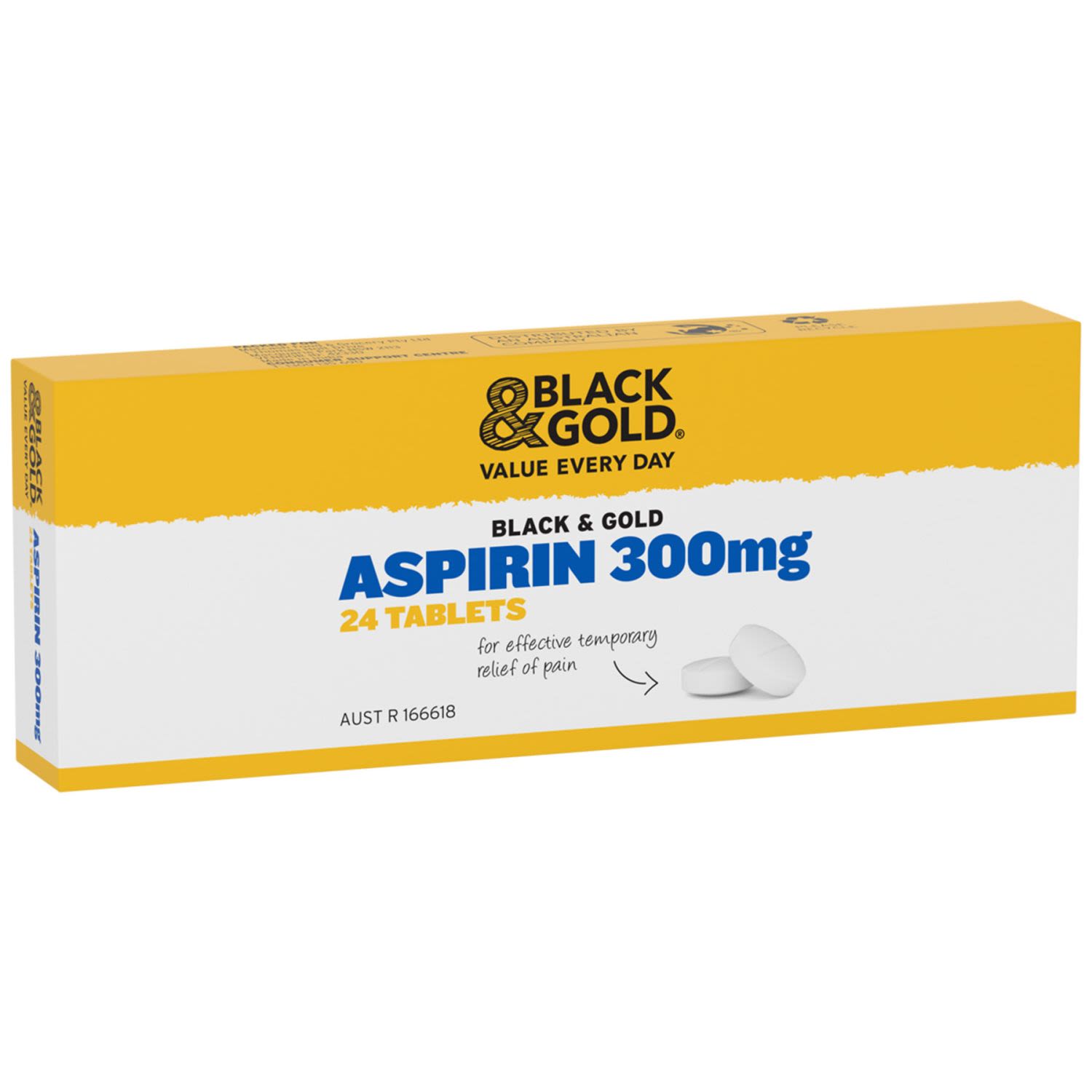 Black & Gold Aspirin Tablets 300mg 24pk