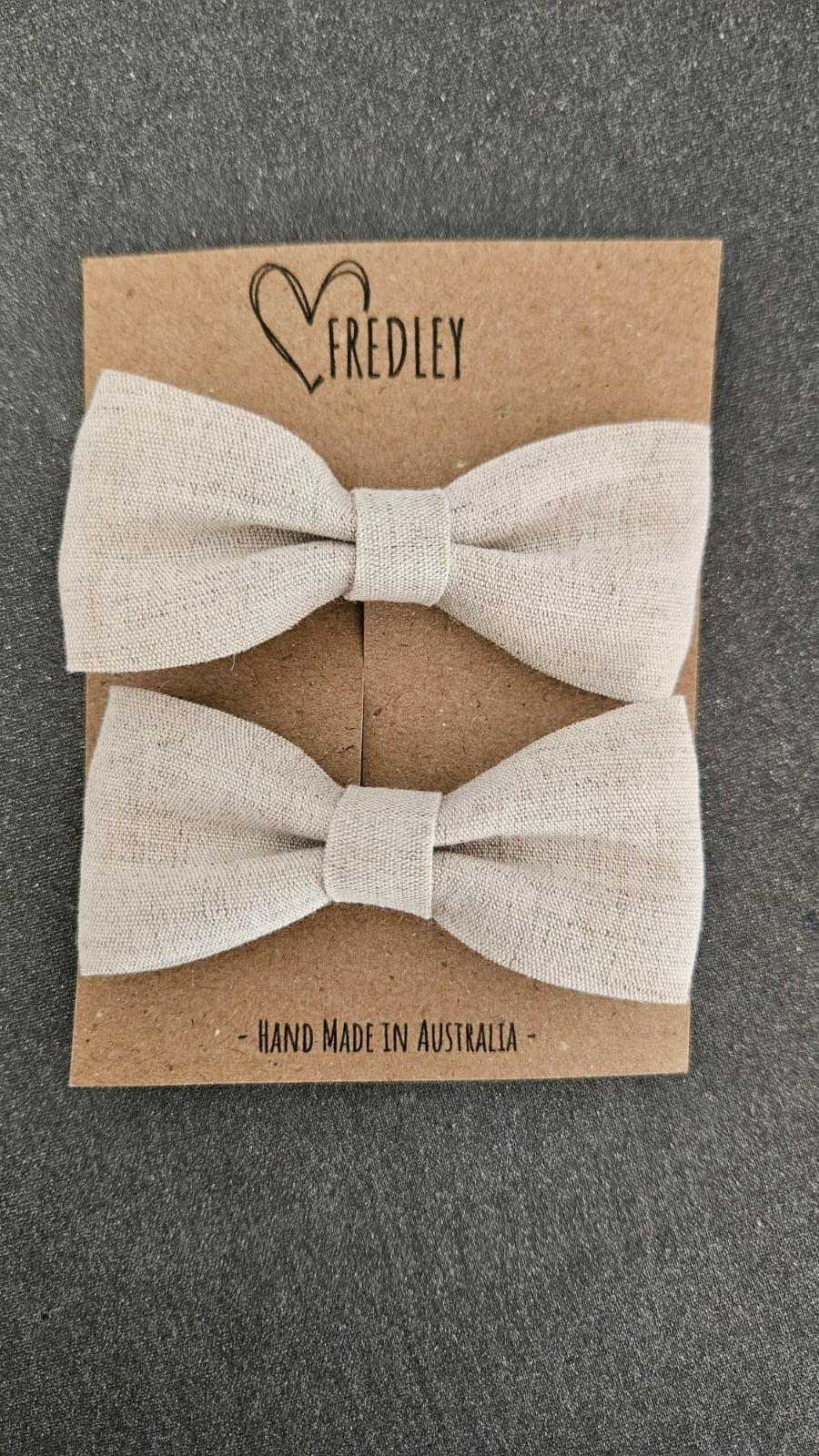 Fredley Linen Bow Clips Beige