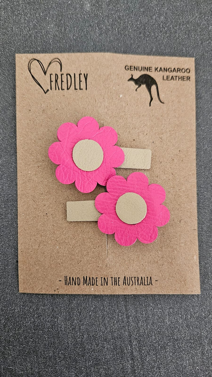 Fredley Leather Flower Clip Set Pink/Cream