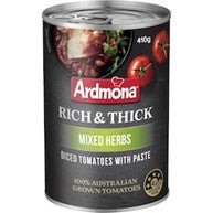 Ardmona Diced Tomatoes With Paste Mixed Herbs 410g