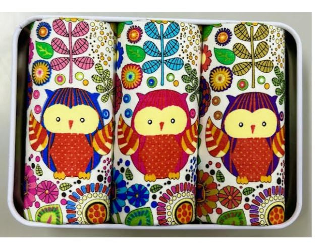 Armando Caruso Childrens Handkerchief 3pk-in Tin(Owl)