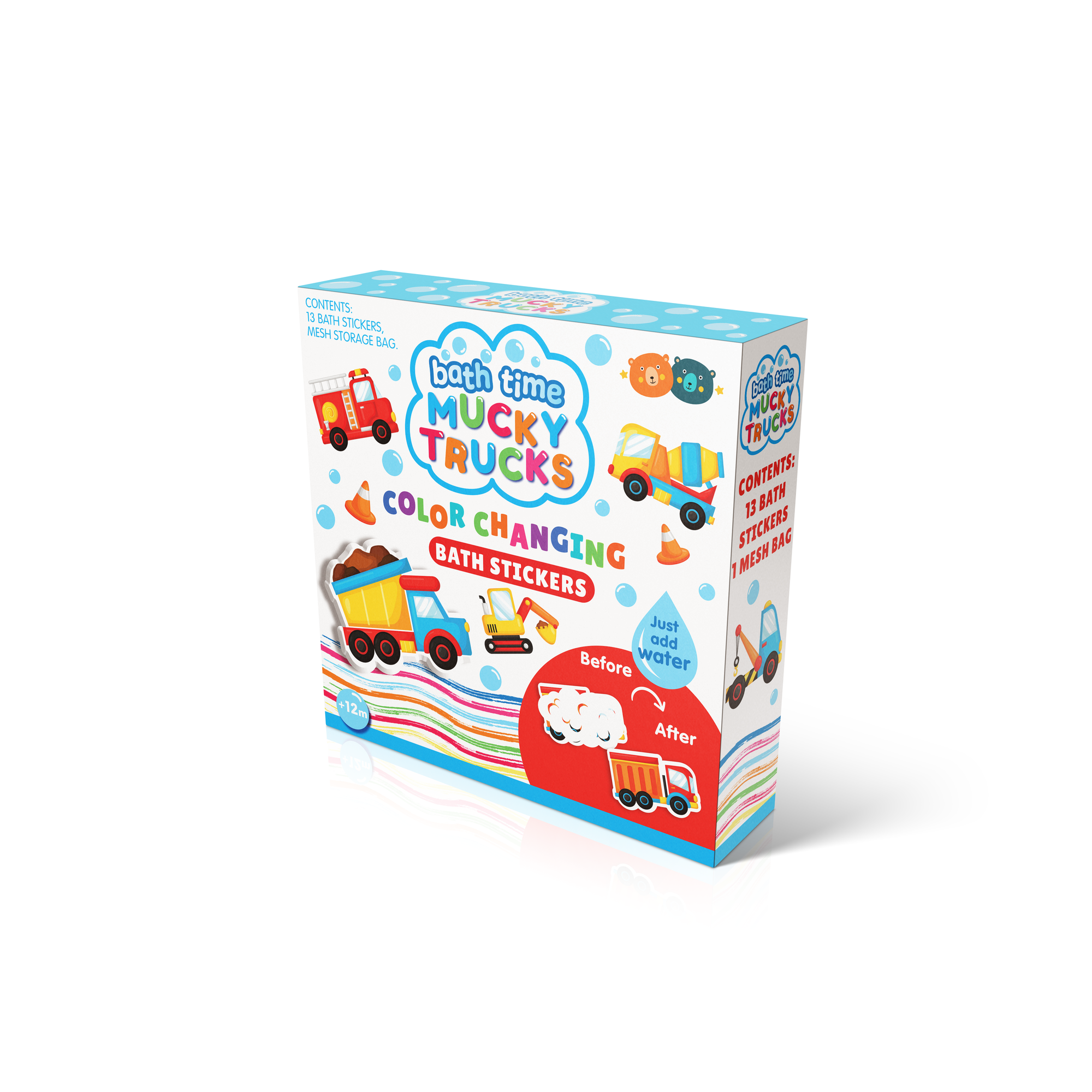 Colour Changing Bath Stickers - Mucky Trucks