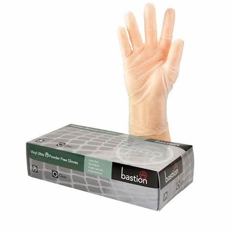Bastion Glove Vinyl Powder Free Clear Medium 100pk