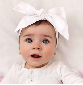 White Linen Bow Pre-Tied Headband (Brielle Registry)