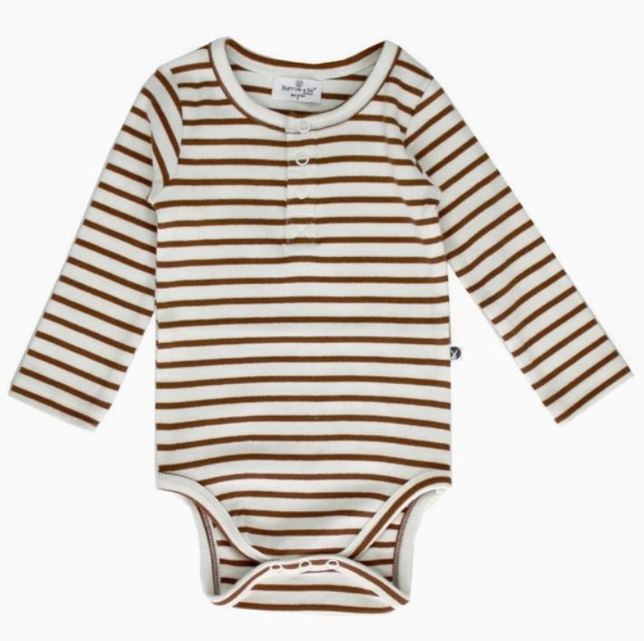 Long Sleeve Rib Bodysuit Russet Stripe