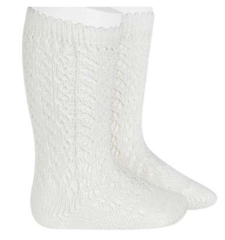 Condor Lace Knee High Socks Off White