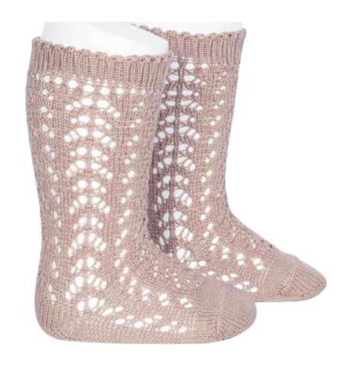 Condor Lace Knee High Socks Dusty Pink