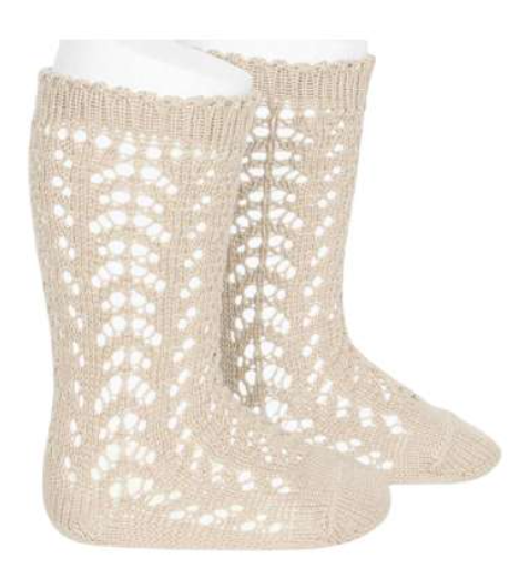 Condor Lace Knee High Socks Linen