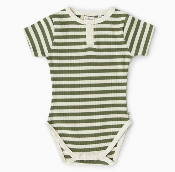 Olive Stripe Short Sleeve Bodysuit