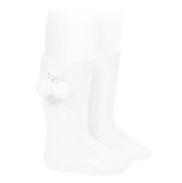 Condor Knee High Socks with Pompom White 00 (Brielle Registry)