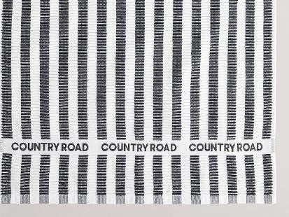 Country Road Cotton Tea Towel CR Stripe-Charcoal-Narrow stripe