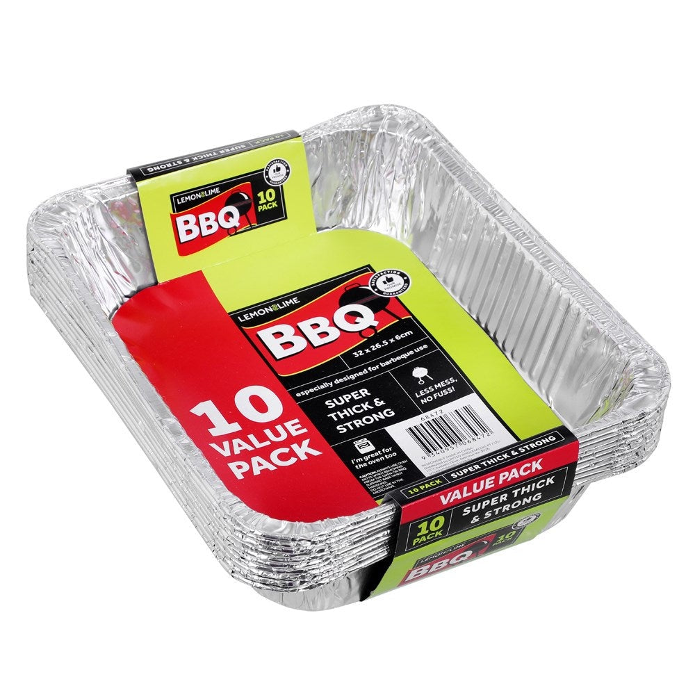 Lemon&Lime BBQ Foil Tray 32x26.5x6cm 10 pk