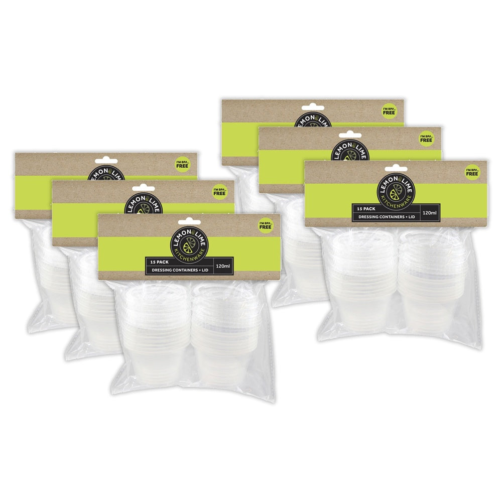 Lemon&Lime Dressing Containers with Lids 15 Pack 120ml