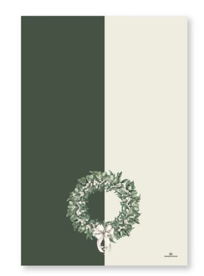 Manor Road Microfibre Tea Towel- White berry Wreath