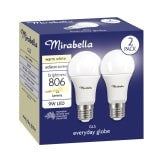 Mirabella LED Globes Warm White ES 9W 2pk