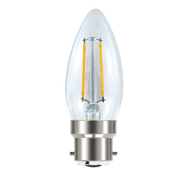 Mirabella LED Candle Globe Filament Warm White Bayonet 2W