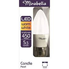 Mirabella LED Candle Globe Warm White Bayonet 5.5W