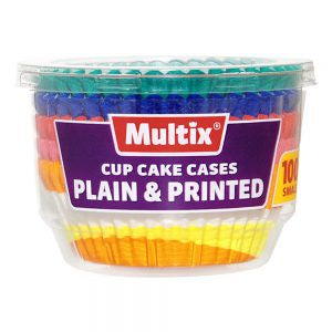 Multix Cup Cake Cases Plain & Printed 100pk