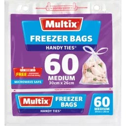 Multix Freezer Bag With Handle Medium 60pk