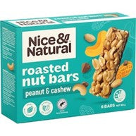 Nice & Natural Roasted Nut Bars Peanut & Cashew 6pk