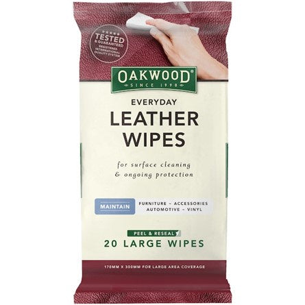 Oakwood Leather Polish Conditioner Wipes 20pk