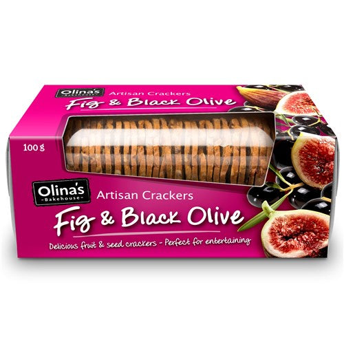 Olina's Artisan Crackers Fig & Black Olive 100g