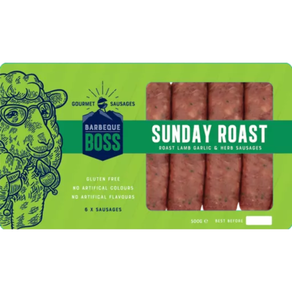 BBQ BOSS - Sunday Roast - 6 Pack Roast Lamb, Garlic & Herb Sausages