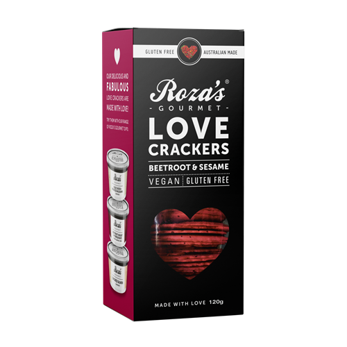 Rozas Gourmet GF Love Wafers Beetroot & Sesame 120g