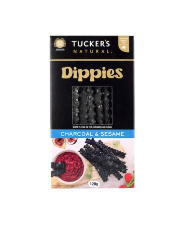 Tuckers Dippies Crackers Charcoal & Sesame 120g