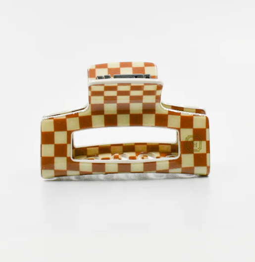 Panache Style Claw Clip Tan & Cream Checker