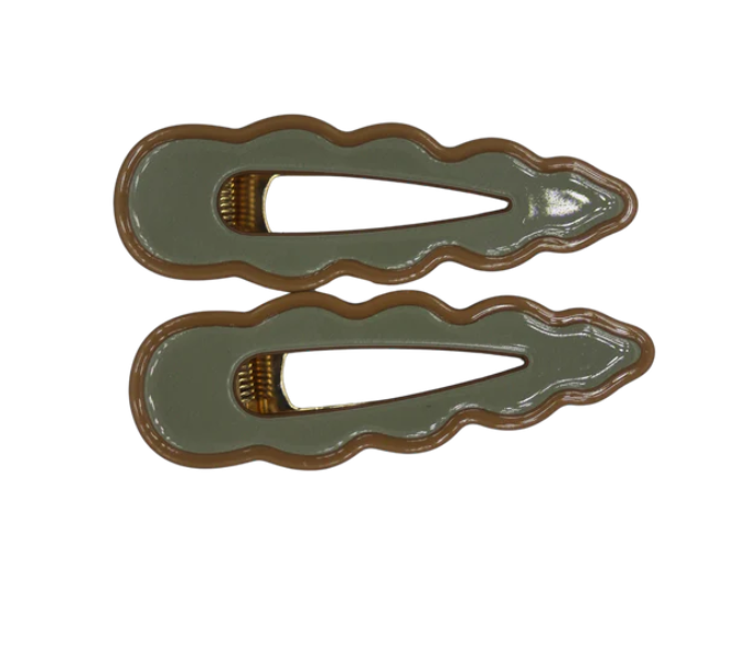 Panache Style Cassia Clips - Sage & Tan