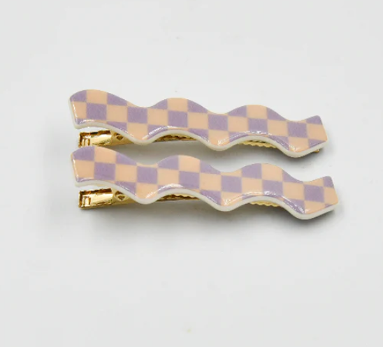 Panache Style Whitney Alligator Clip - Lilac & Beige Checker