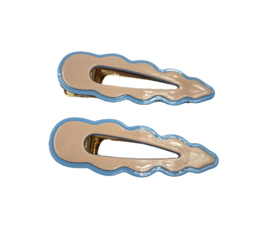 Panache Style Cassia Clips - Beige & Blue