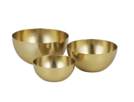 S/Steel Mini Bowl Gold Set/3