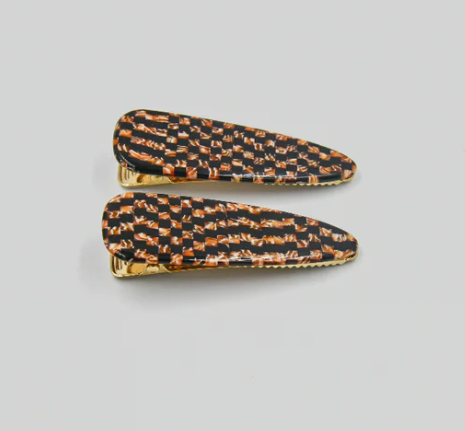 Panache Style Penny Brown & Black Checker Alligator Clips