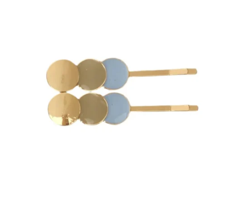 Panache Style Blue & Beige Circle Clips