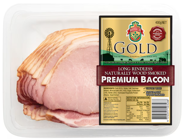 Gold Premium Long R/less Bacon  400g