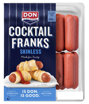 Don Cocktail Franks Skinless 600g