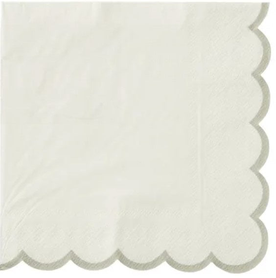 Assemble Scallop White/Silver Luncheon Napkin 20pk