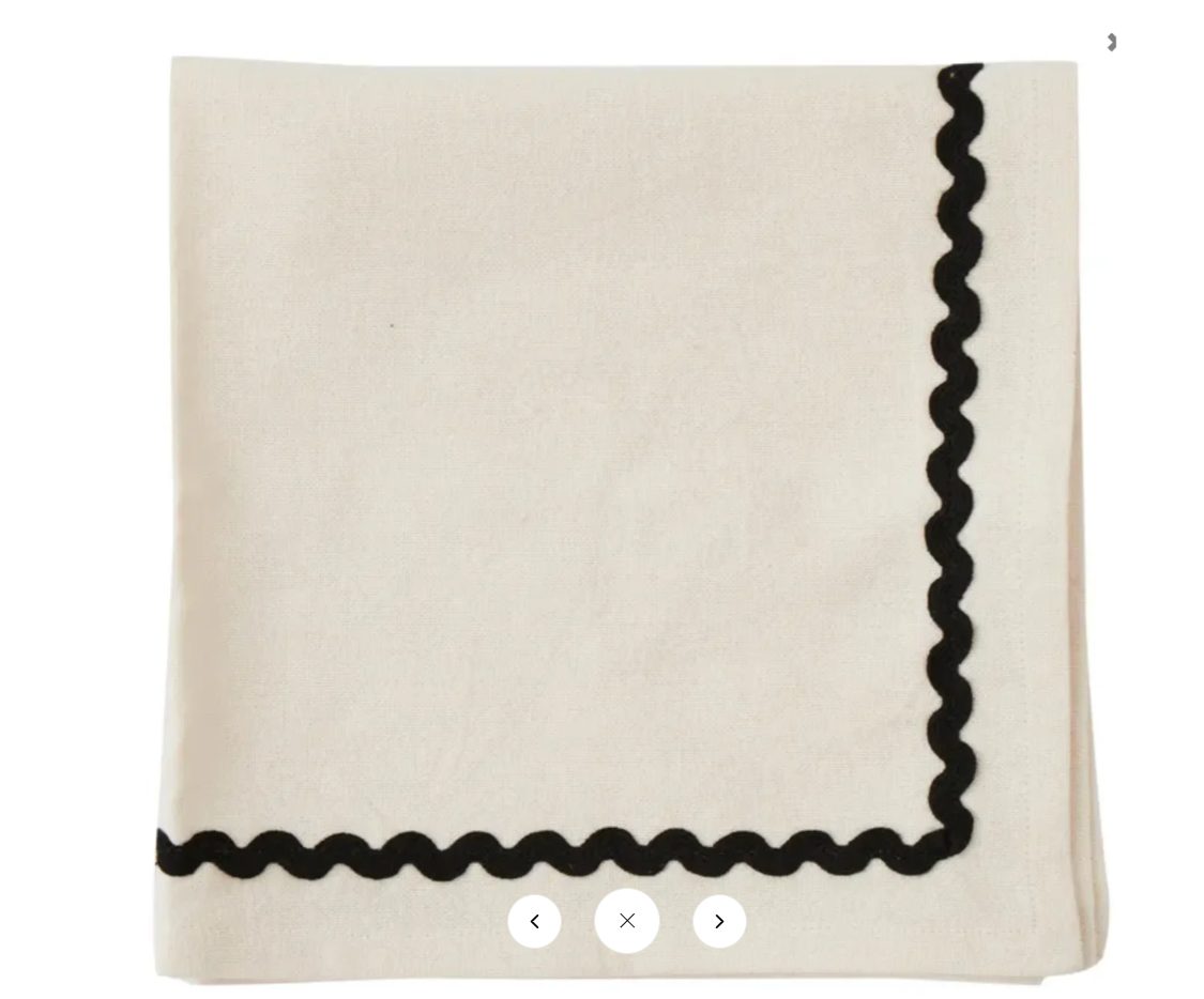 Cotton Napkins S/4 40cm Ivory/Black