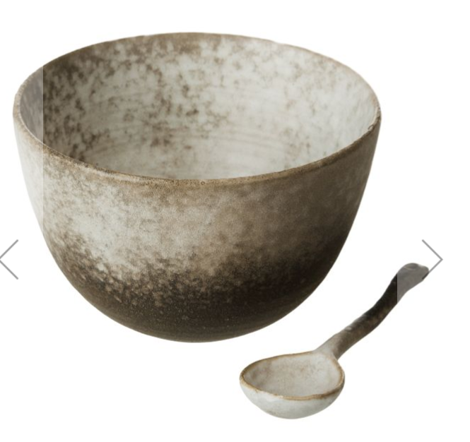 Dusk Stoneware Tall Bowl & Spoon Set