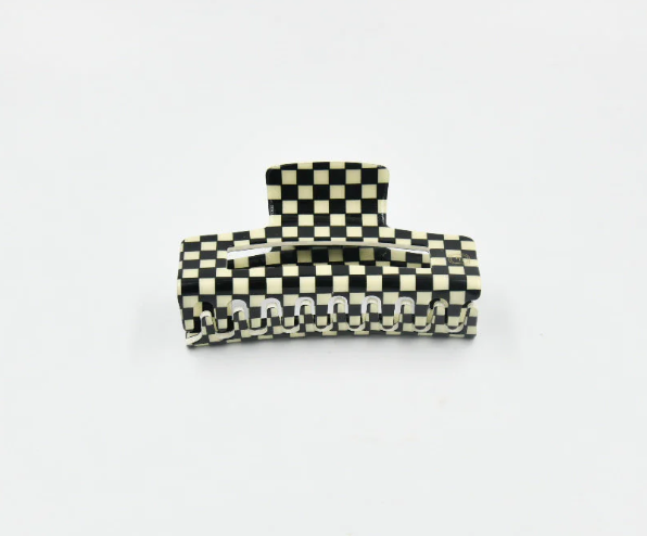 Panache Style Large Claw Black & Cream Checker