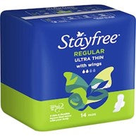 Stayfree Ultra Thin Regular Pads With Wings 14pk