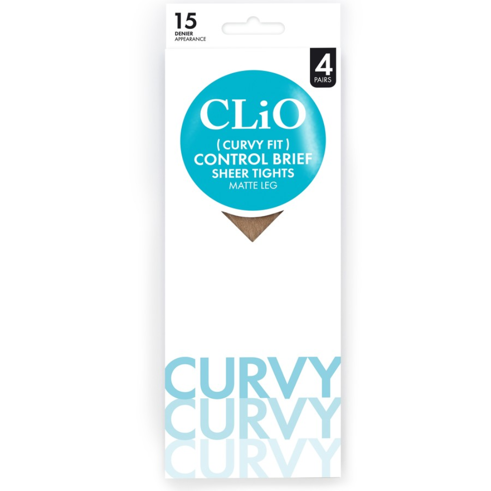 Clio Curvy Fit Control Brief Sheer Tights Natural Size 1 4pk